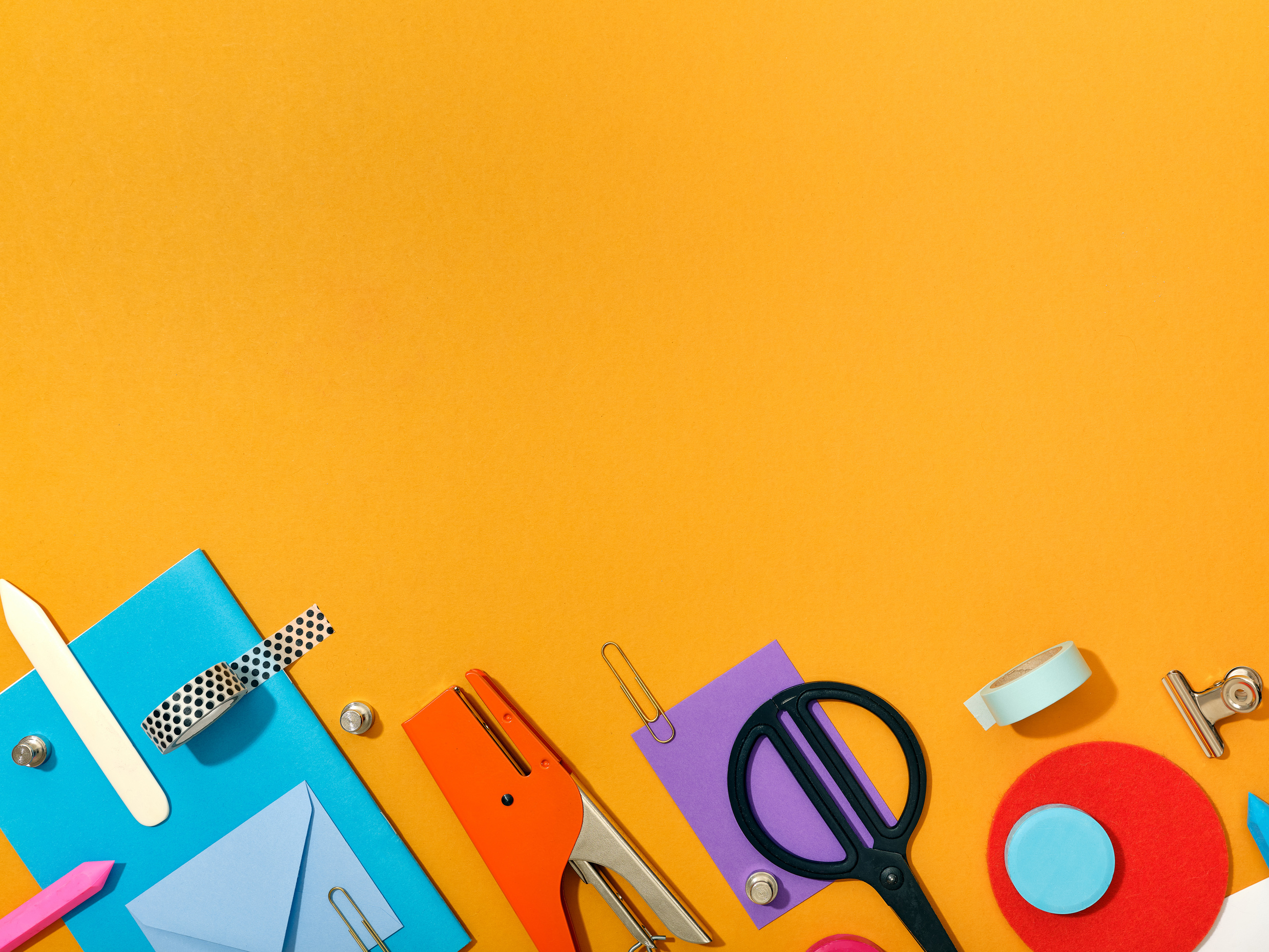 Work Backgrounds Bright Geometry Colorful Stationery Flatlay